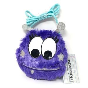Underrated Fuzzy Monster Mini Coin Purse Purple 5”